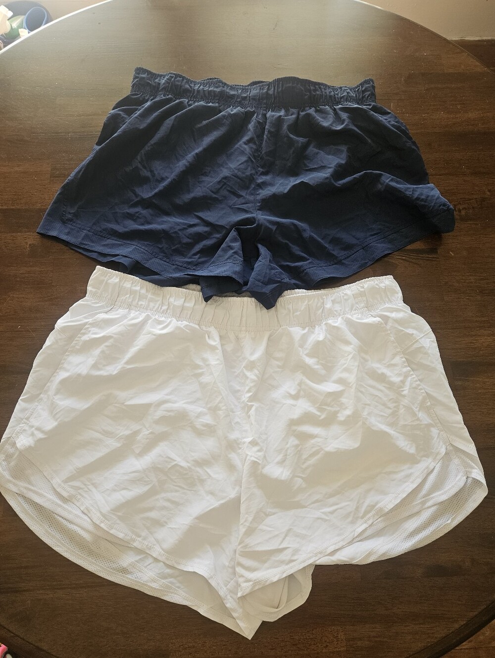 Athletic Works Women's Elastic Waist Athletic Shorts - Navy and White Size XXL